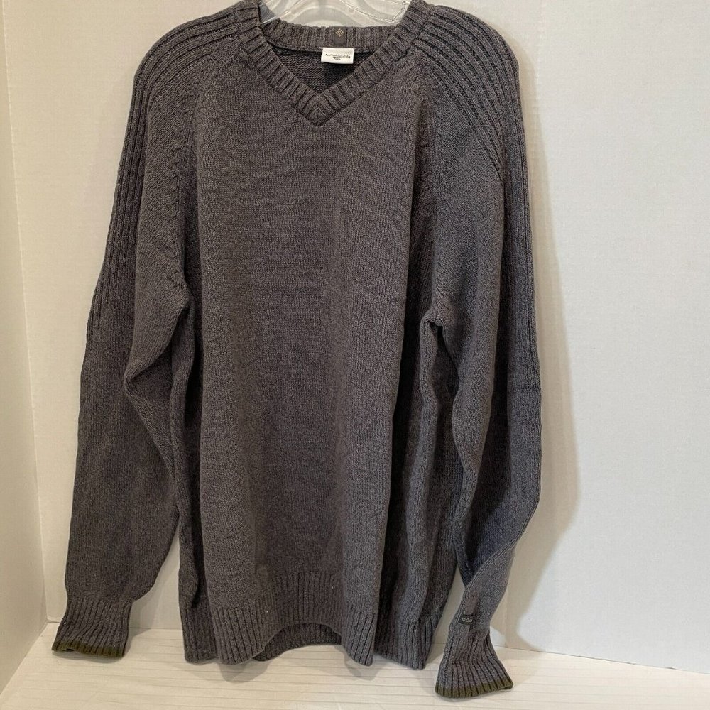 Columbia V Neck Men's Gray Cable Knit Sweater Size XL